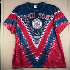 Majestic Red Sox Shirt Men 3XL Tie-Dye Blue Red MLB Boston‎ Baseball Graphic Tee